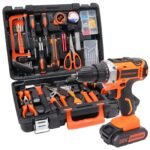 120 Pcs Home Tool Kit with Drill 20V Power Drill Cordless Set 25+1 Clutch Tool Sets for Household Tool Set Metal Wall Plate