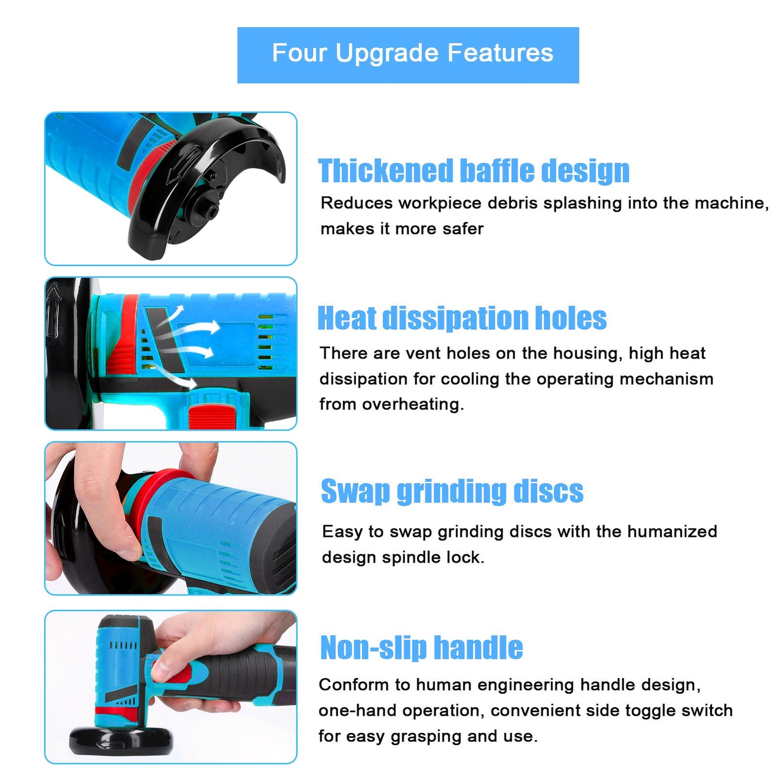 12V 500W 19500rpm Mini Cordless Angle Grinder with Rechargeable Lithium Battery Polishing Machine Diamond Cutting Power Tool - Image 4