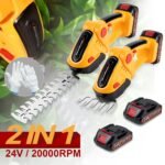 2 in 1 24V Cordless Electric Hedge Trimmer 20000RPM Rechargeable Handheld Household Shrub Weeding Pruning Mower Garden Tools
