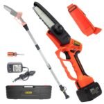 25V 5 Inch Electric Chainsaw Mini Pruning Chain Saw 1.9m Extension Pole Wood Cutting Garden One-handed Woodworking Power Tool