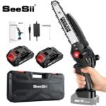 SEESII 8 inch Brushless Chainsaw With 1/2 Battery 1500W Portable Cordless Electric Chain Saw Power Tools for Garden Branch Tree